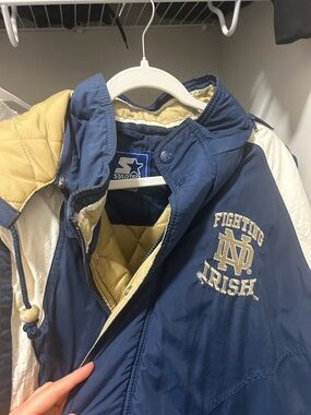 STARTER Notre Dame Fighting Irish Navy and Gold Bomber Jacket